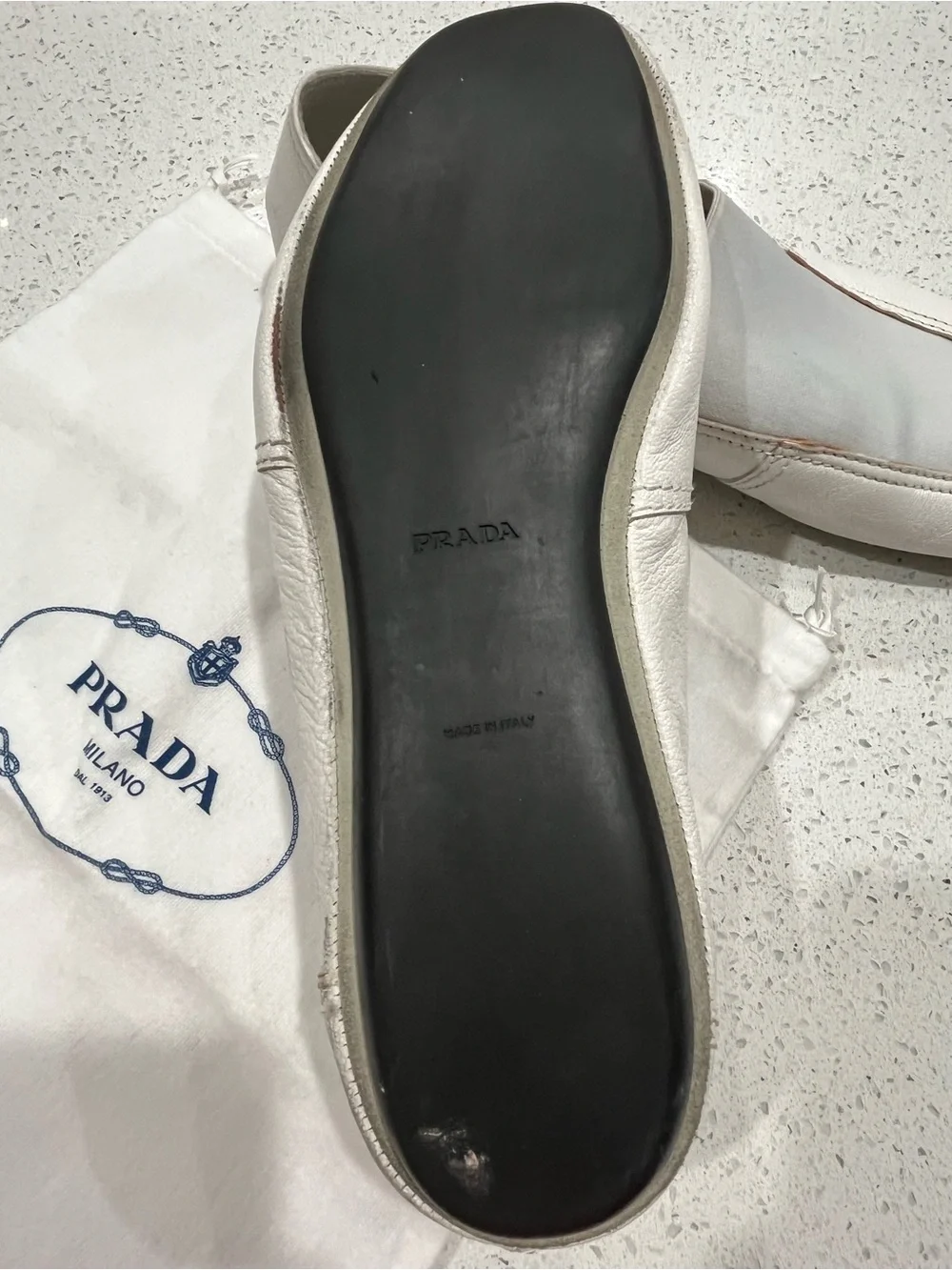 Mens Authentic Prada White Leather Square-toe Slip-ons W/elastic Vamp, SZ 11.5